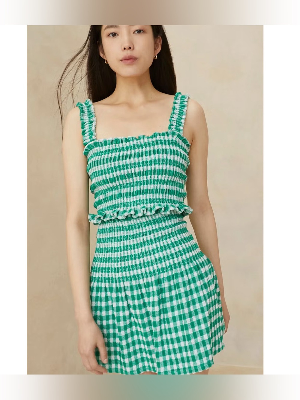 Loeffler Randall Green and White Gingham Set